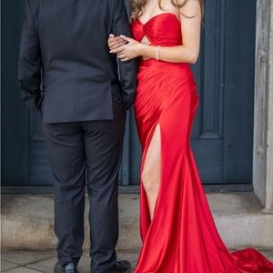 Sherri Hill Red Strapless Gown